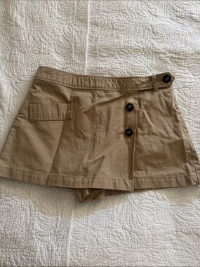 Zara Tan High-Waist Button Skort